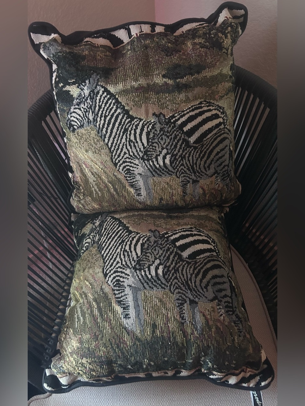 Vintage Newport Zebra Embroidered Throw Pillows!